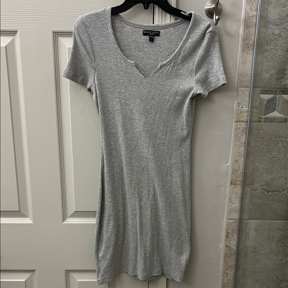 Brave Soul Light Gray Ribbed Top